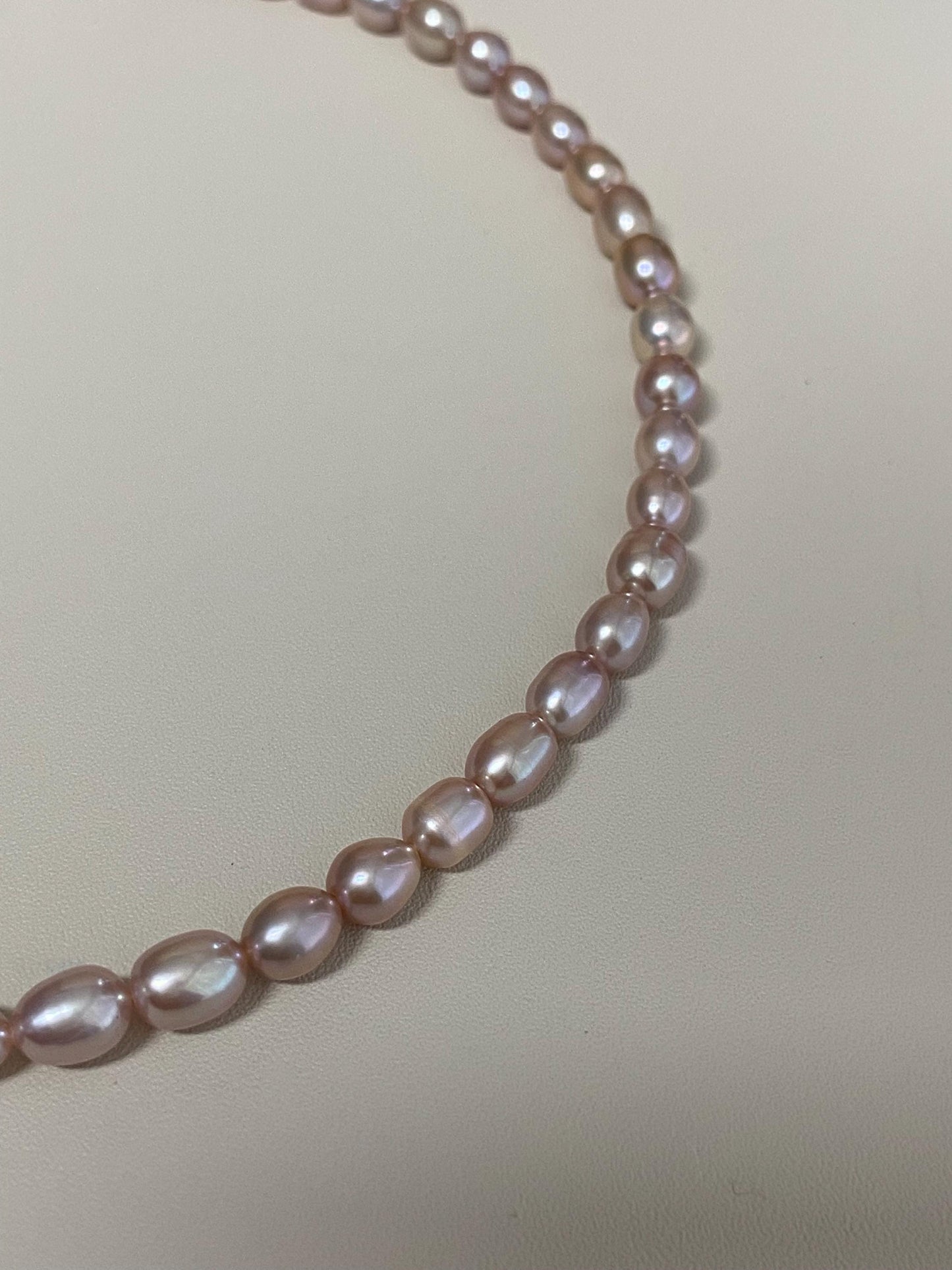 Lavender Freshwater Pearl Necklace, Oval Rice Pearls Choker, Minimalist Pearl Strand, Dainty Layering Jewelry, Gift for Her