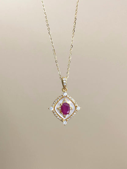 Natural Ruby Pendant Necklace in Gold Vermeil