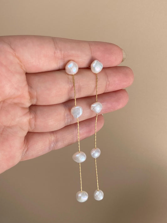 Baroque Pearl Threader Earrings