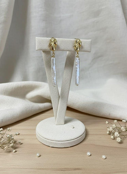 Long Stick Biwa Baroque Pearl Drop Earrings