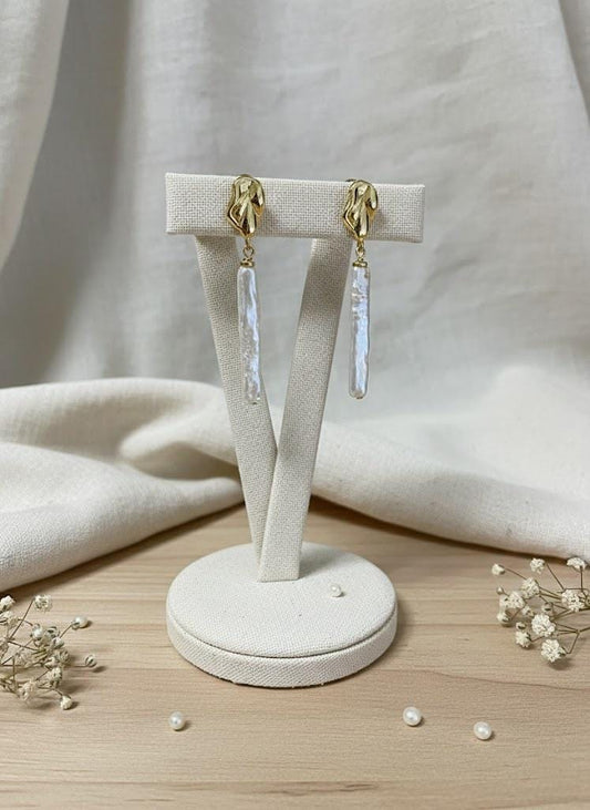 Long Stick Biwa Baroque Pearl Drop Earrings