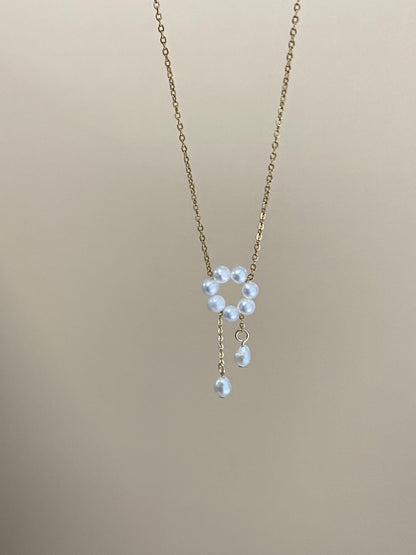 Pearl Circle Drop Necklace