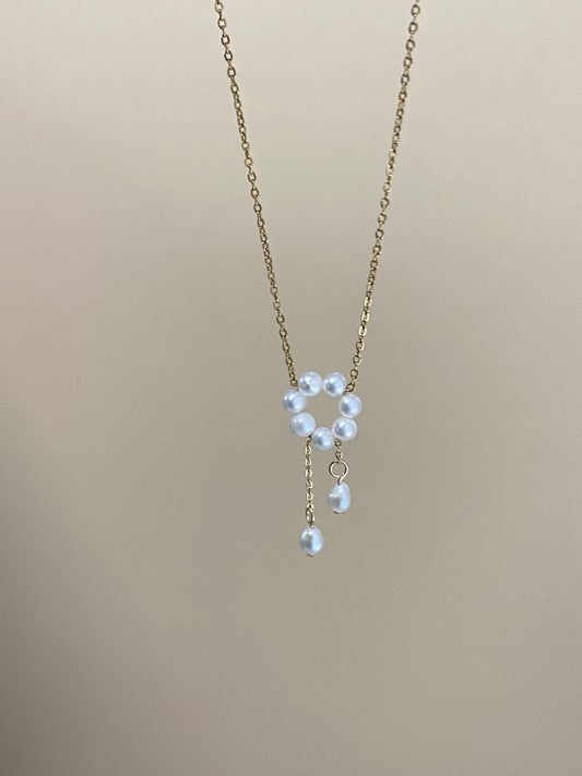 Pearl Circle Drop Necklace