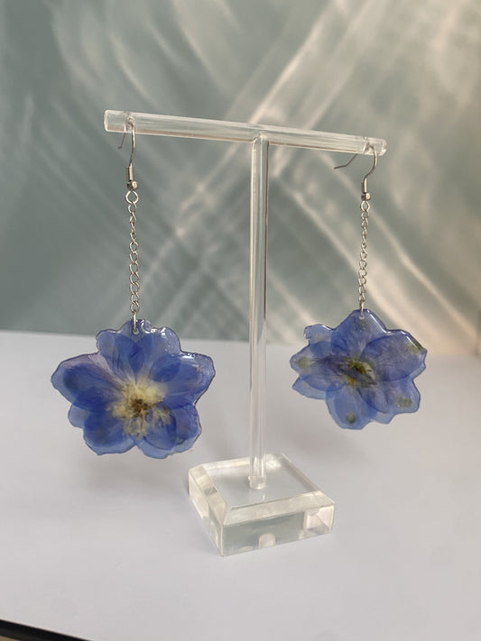 Blue Hydrangea Pearl Earrings
