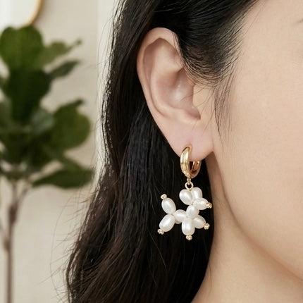 Handmade Pearl Balloon Puppy Dog Hoop Earrings