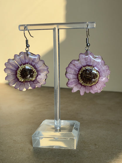 Lavender Daisy Earrings