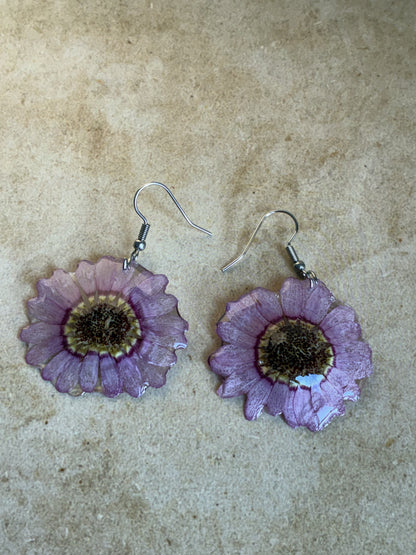Lavender Daisy Earrings