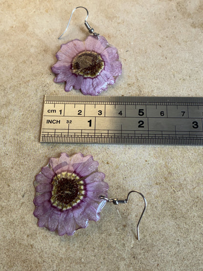 Lavender Daisy Earrings