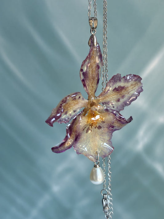 Pink Lily Pendant Necklace