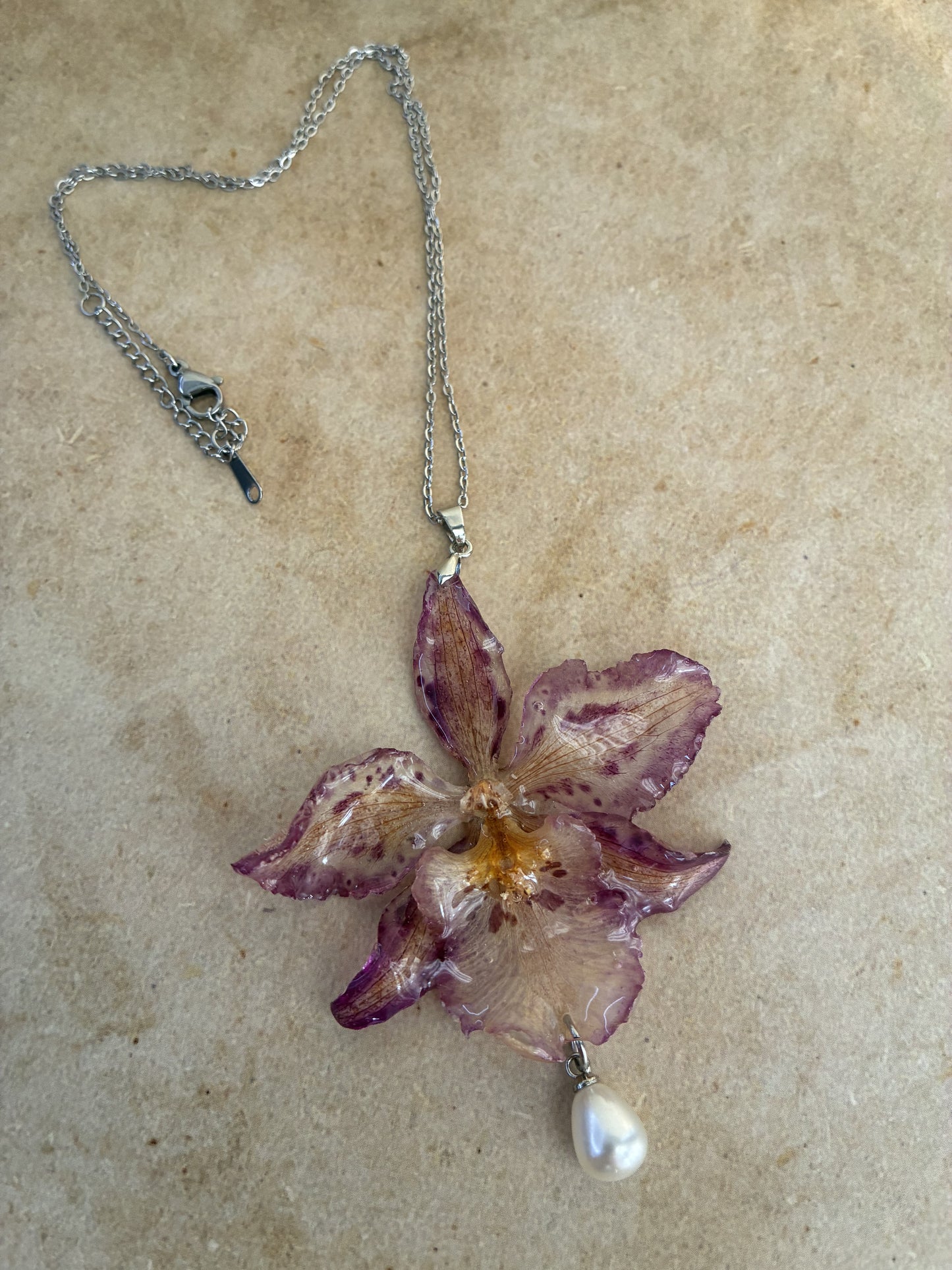 Pink Lily Pendant Necklace