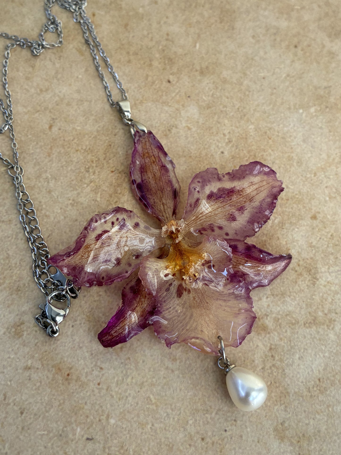 Pink Lily Pendant Necklace