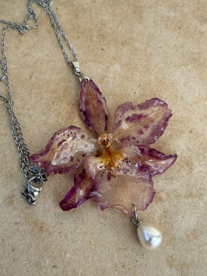 Pink Lily Pendant Necklace