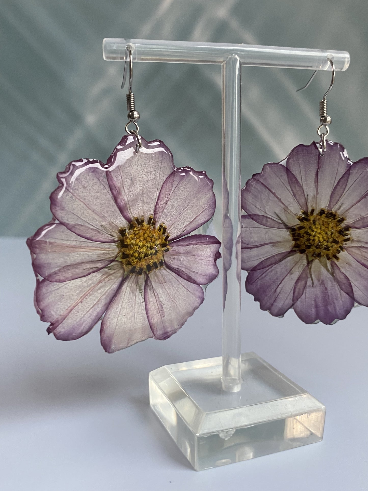 Purple Daisy Resin Earrings