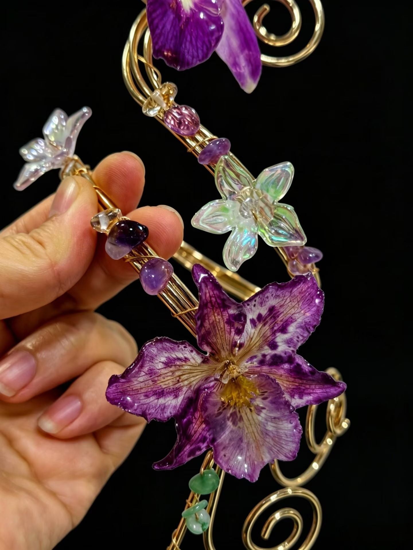 Purple Orchid Floral Arm Cuff