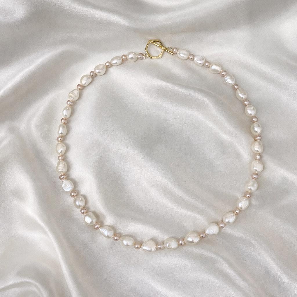 Freshwater Baroque Pearl Choker with Pink Pearls