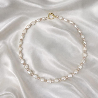 Freshwater Baroque Pearl Choker with Pink Pearls