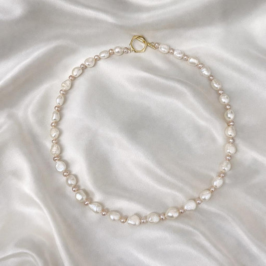 Freshwater Baroque Pearl Choker with Pink Pearls