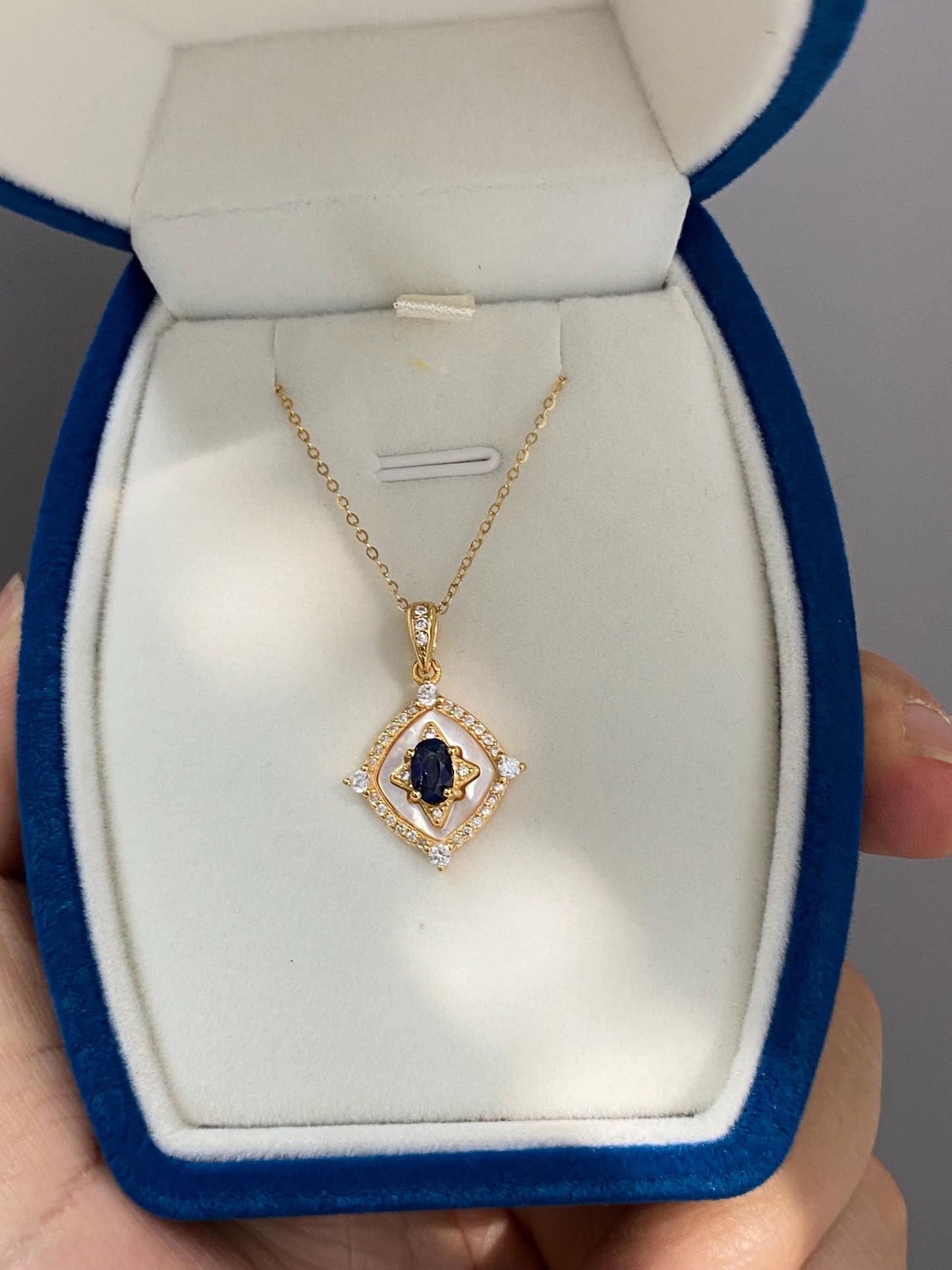 Natural Sapphire & Mother of Pearl Necklace