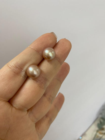 Large Round Freshwater Pearl Stud Earrings