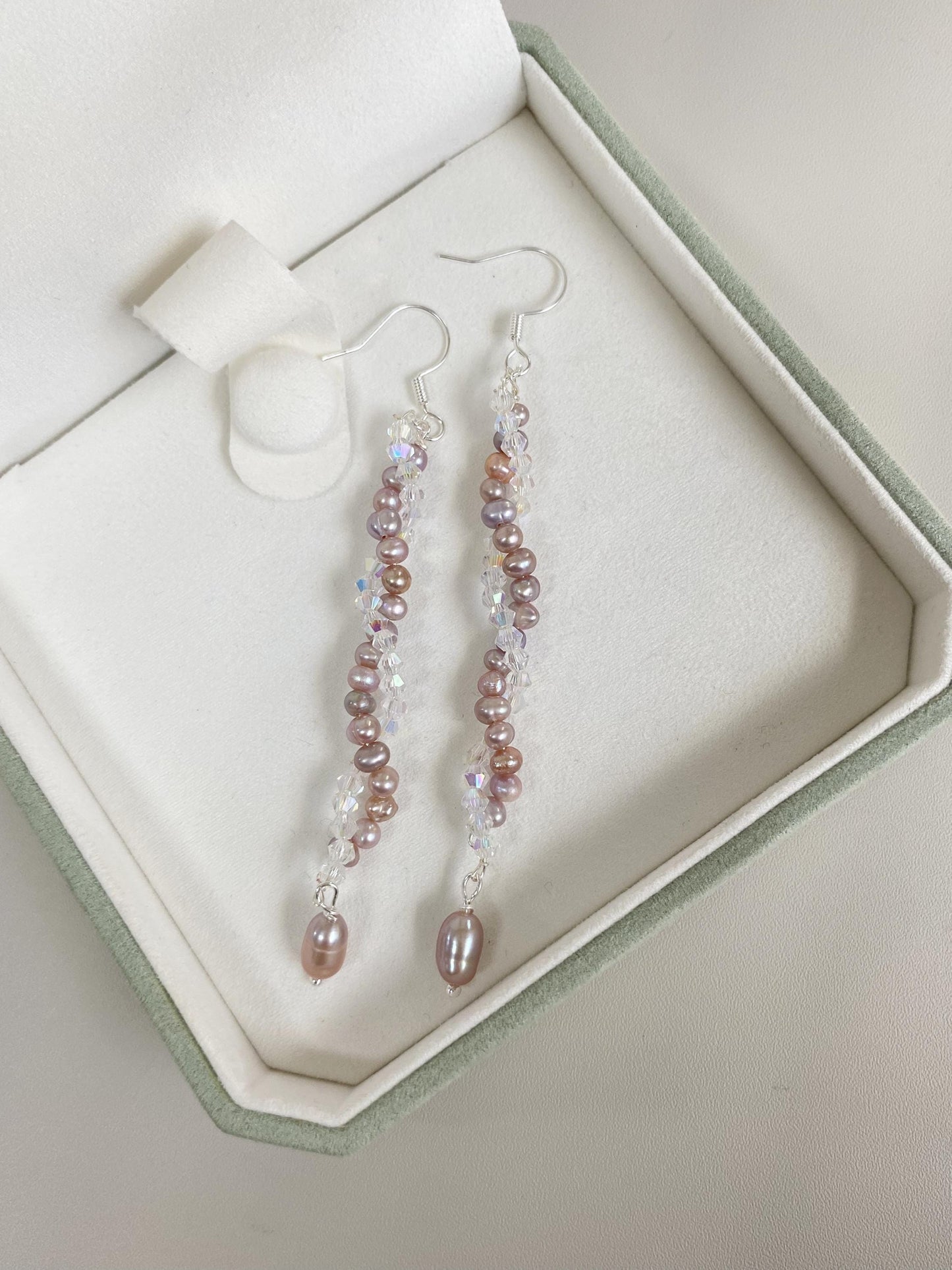 Pink Pearl Dangle Earrings