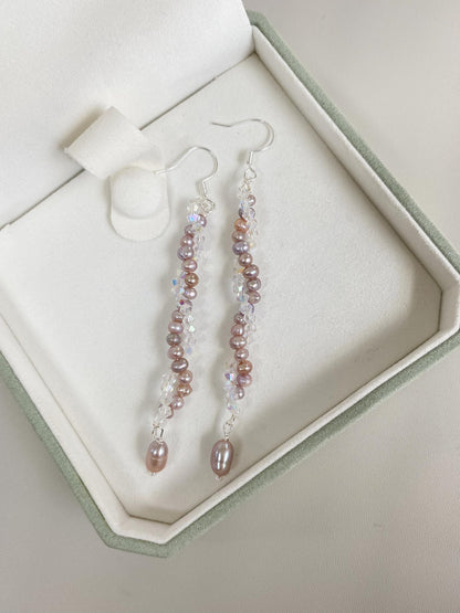 Pink Pearl Dangle Earrings