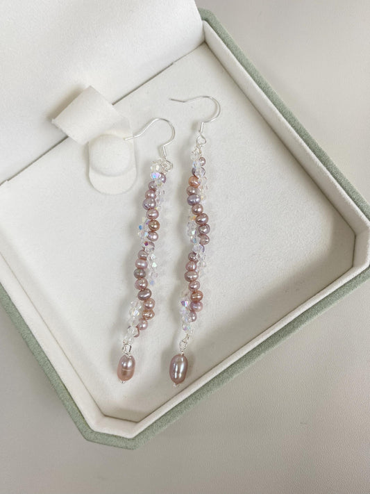 Pink Pearl Dangle Earrings