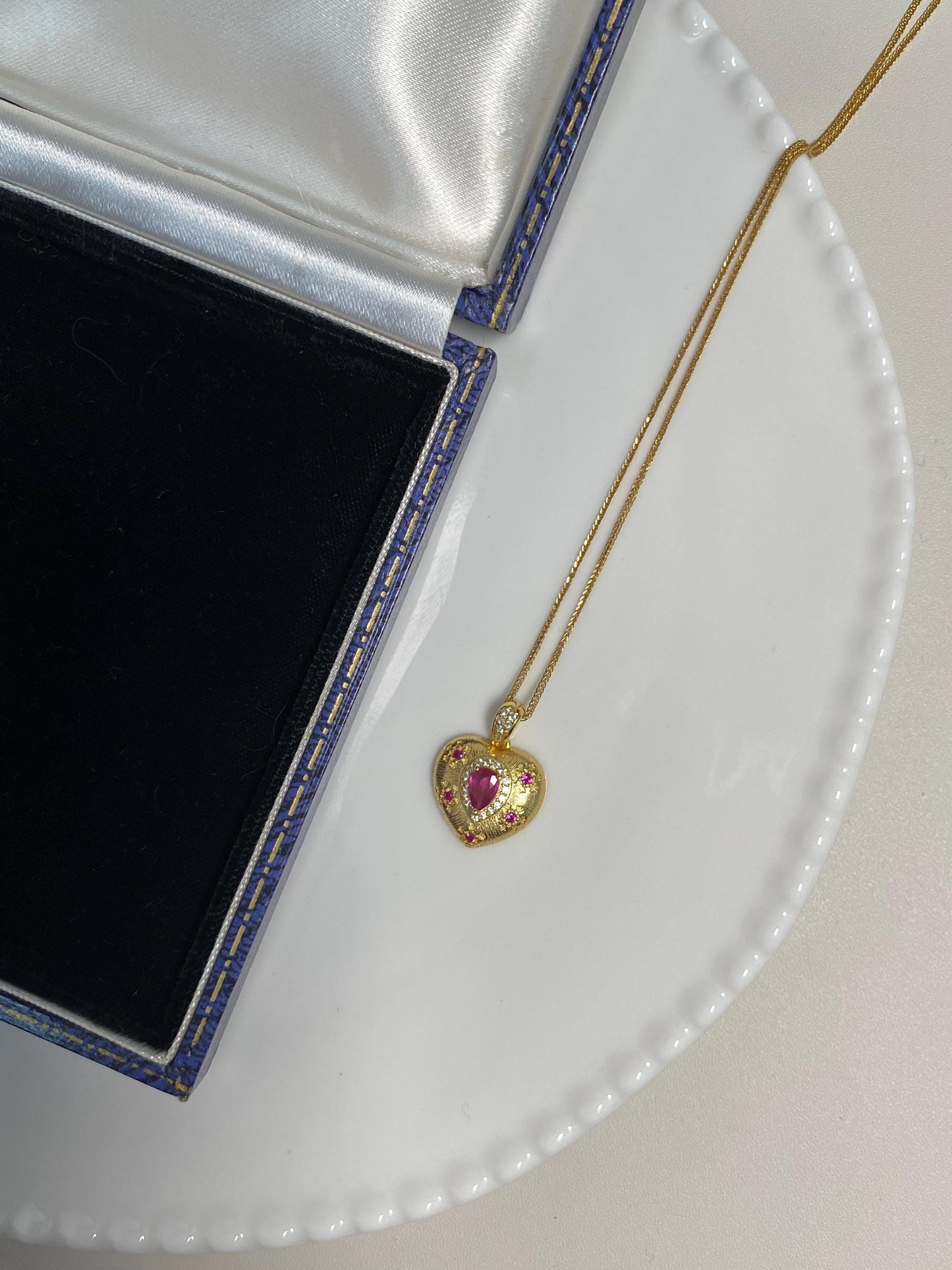 Ruby Heart Pendant Necklace - Gold Plated or Sterling Silver