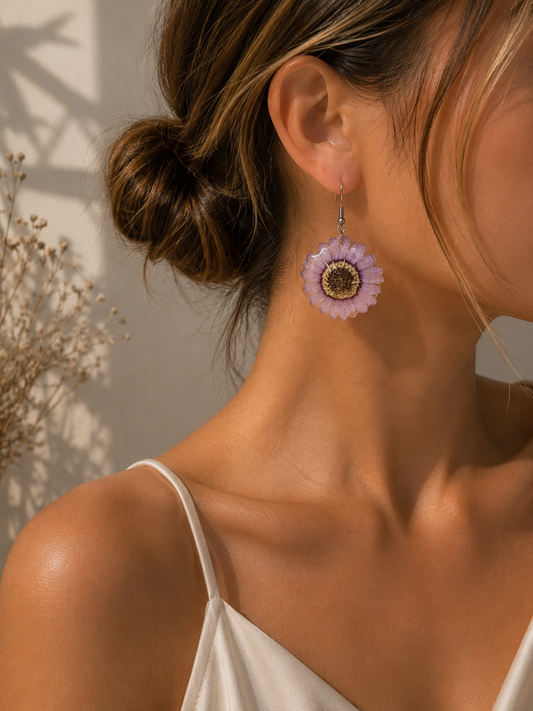 Lavender Daisy Earrings