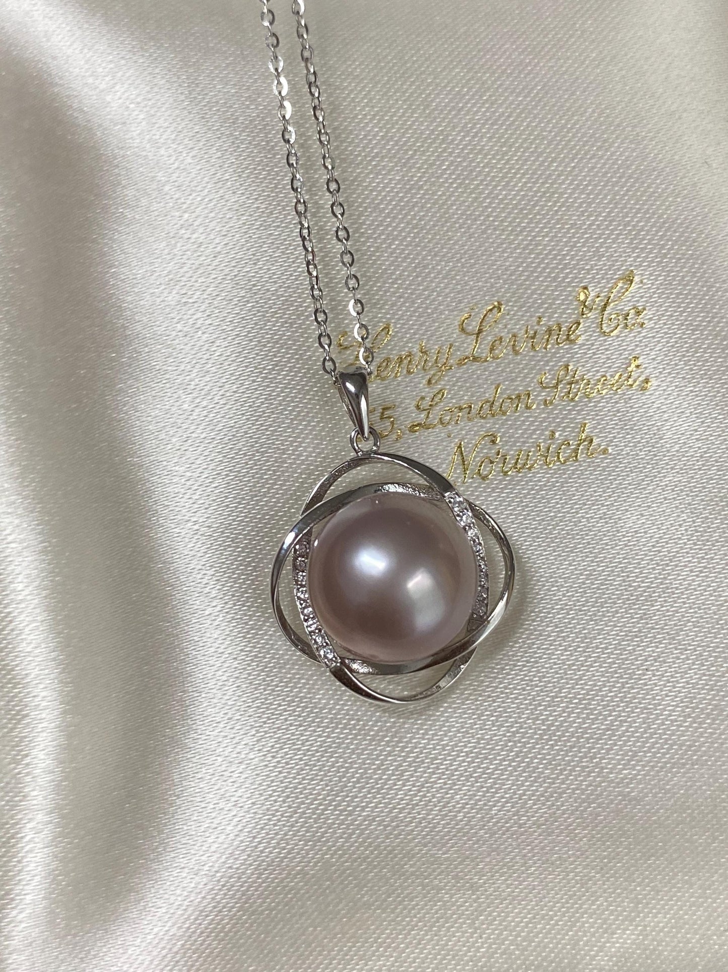 Lavender Freshwater Pearl Halo Pendant Necklace