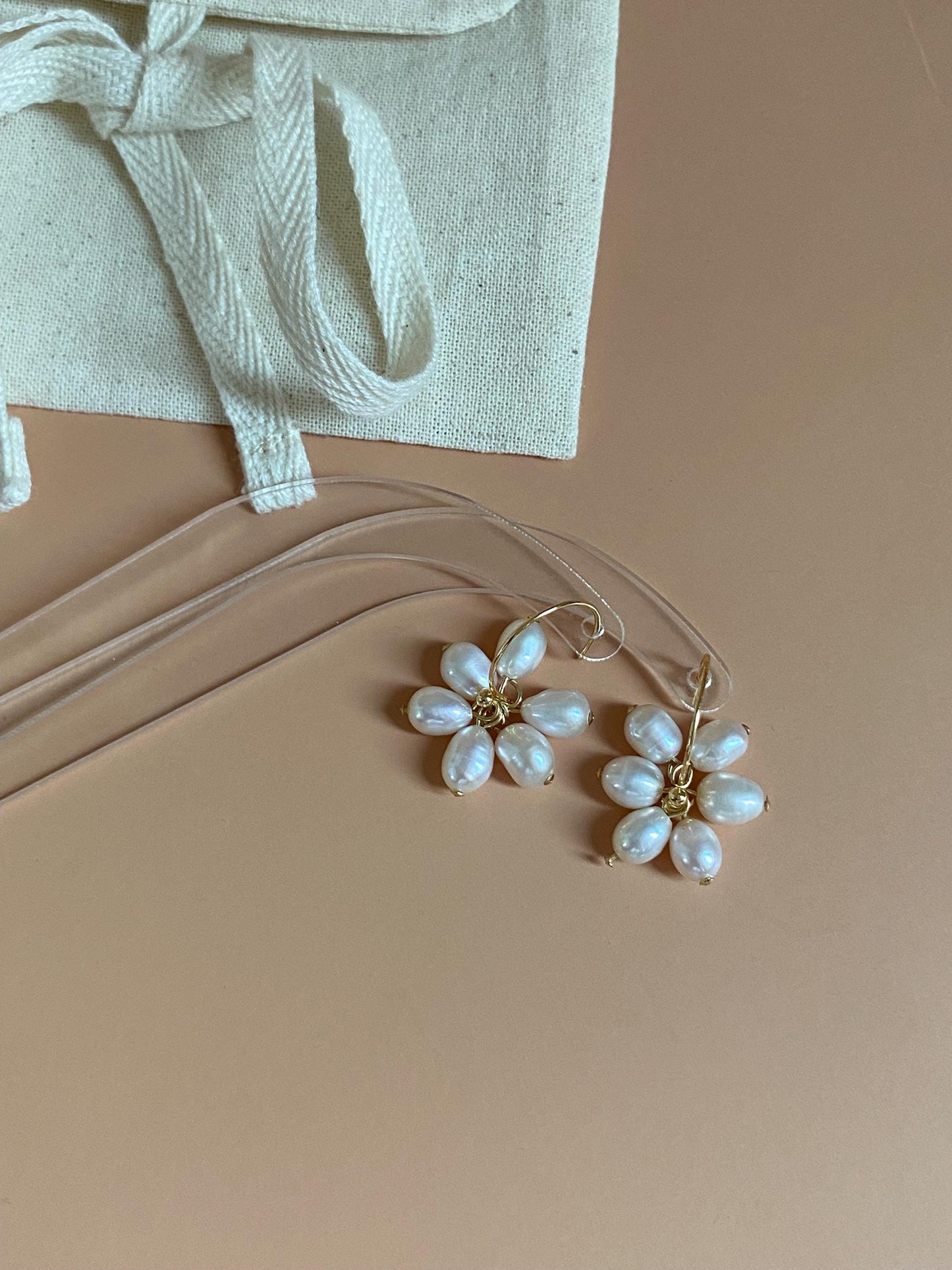Pearl Cluster Hoop Earrings