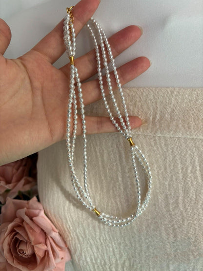 Triple Strand Freshwater Pearl Choker Necklace
