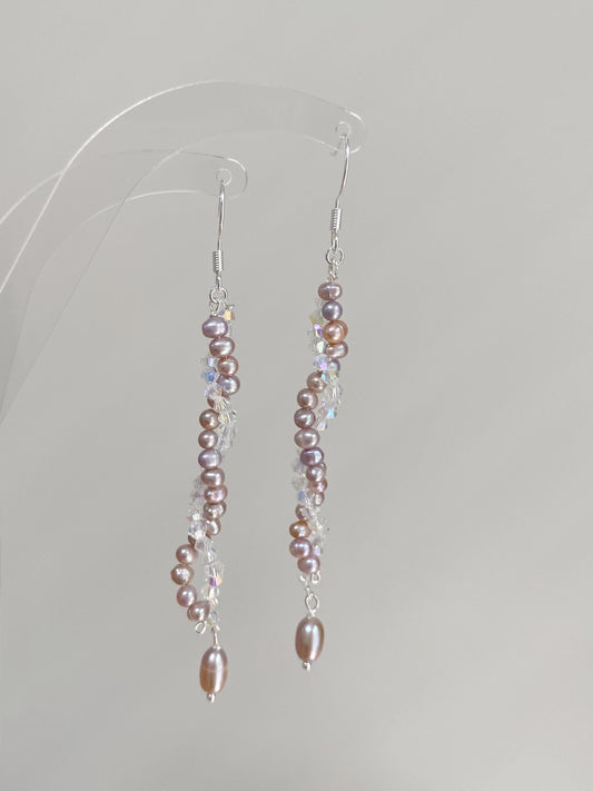 Pink Pearl Dangle Earrings