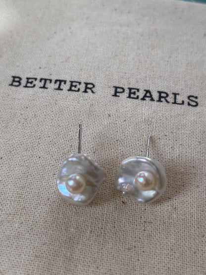 Keshi Baroque Pearl Stud Earrings