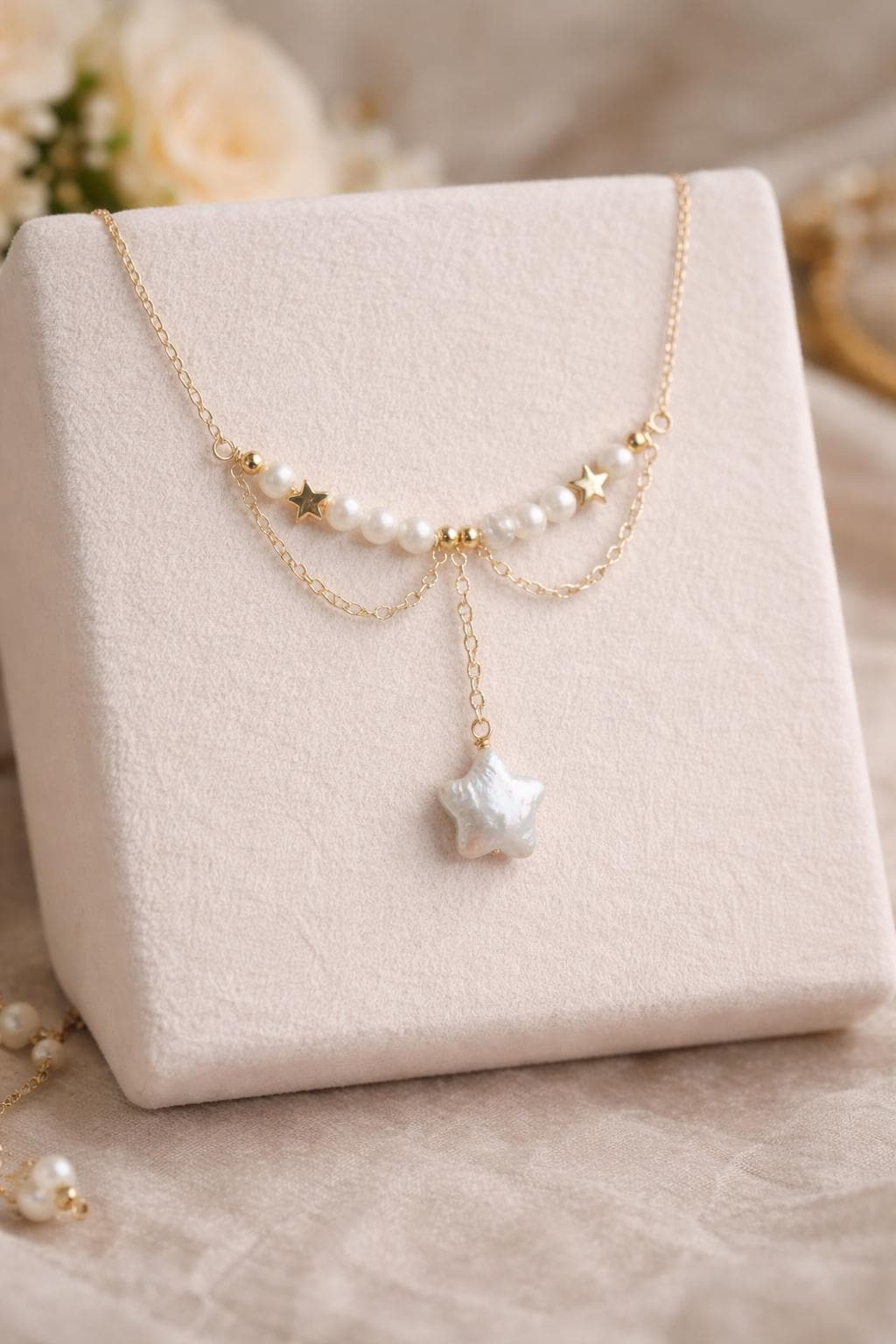 Baroque Star Pearl Pendant Necklace