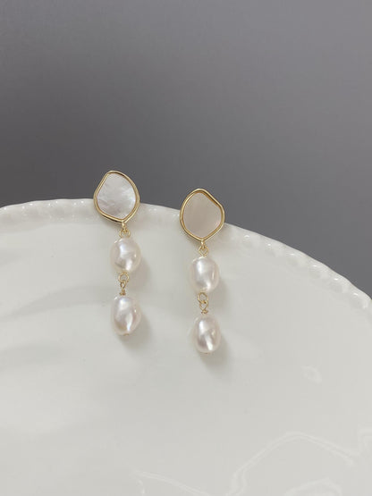 Freshwater Pearl Drop Stud Earrings