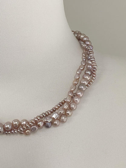 Natural Lavender Pearl Twisted Multi-Strand Necklace