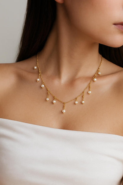 Pearl Fringe Choker Necklace