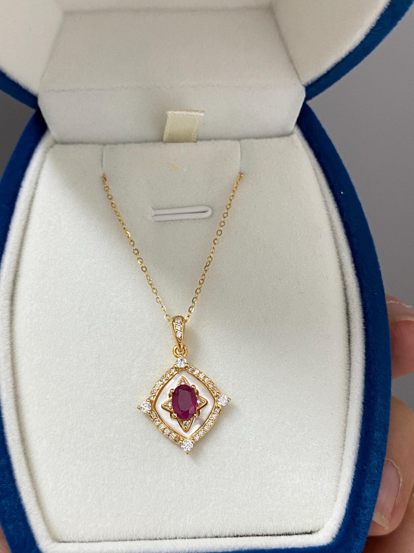 Natural Ruby Pendant Necklace in Gold Vermeil