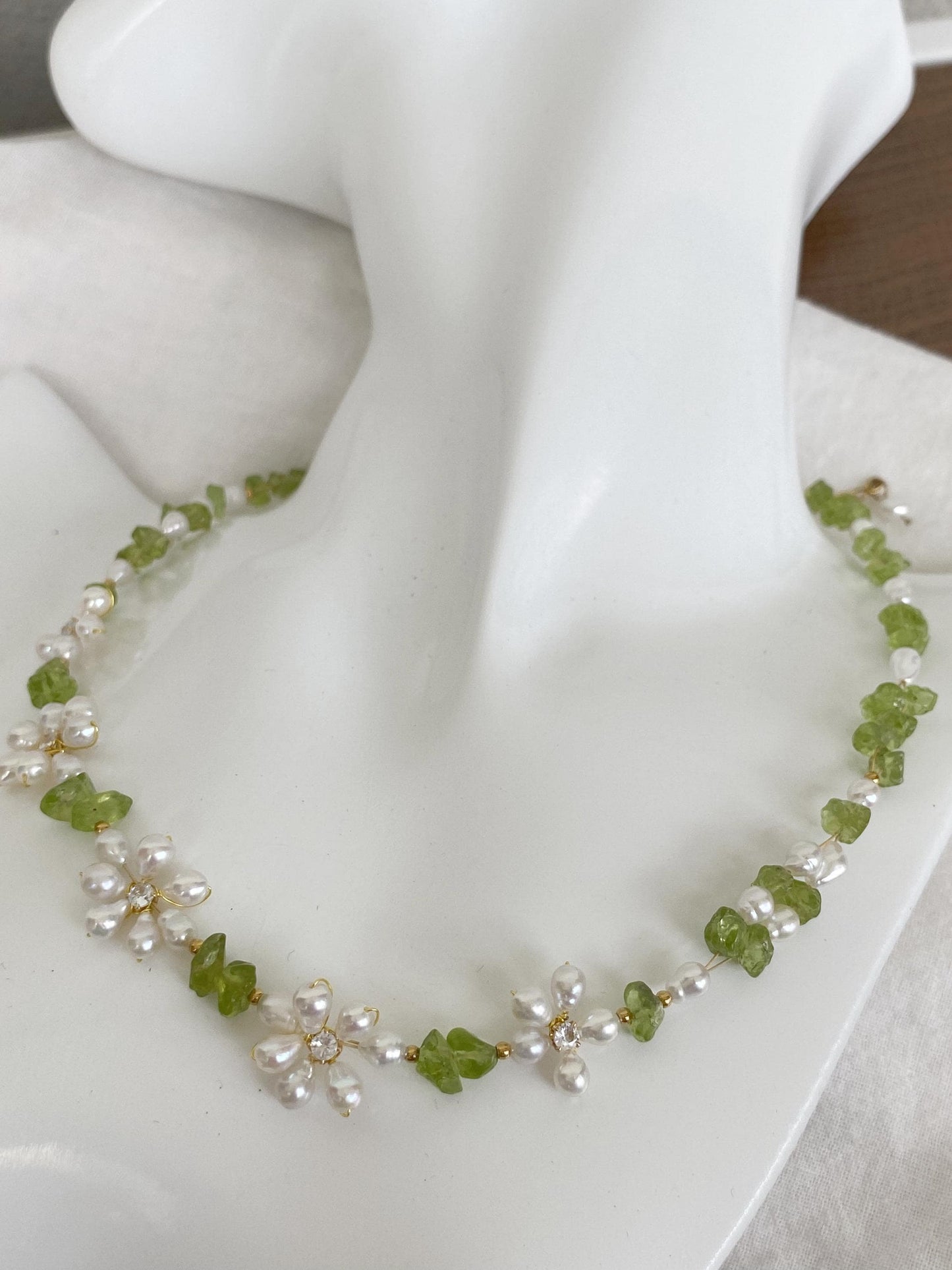 Peridot & Pearl Daisy Jewelry Set