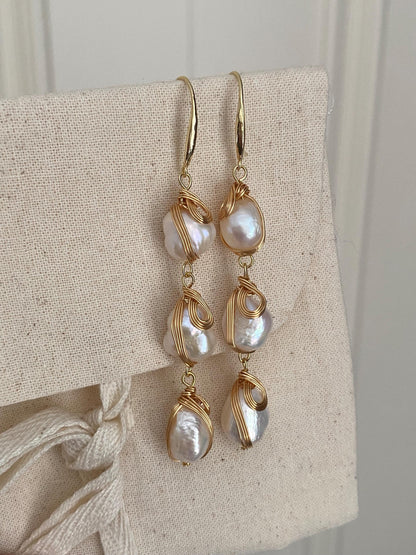 Handmade Baroque Pearl Drop Earrings