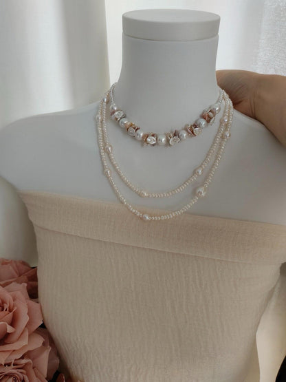 Freshwater Pearl Necklace with Baroque & Keshi Accents