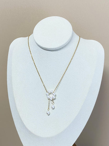 Pearl Circle Drop Necklace