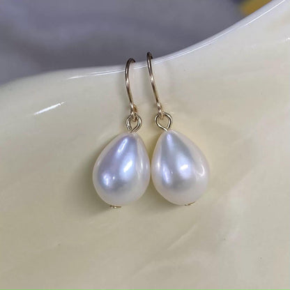 Freshwater Pearl Teardrop Earrings - 14K Gold-Filled, Natural Drop Pearl Earrings, Dainty Minimalist Bridal Jewelry