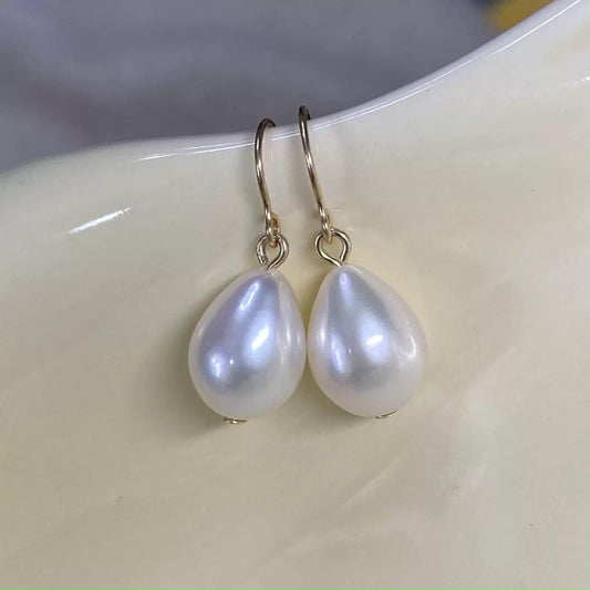 Freshwater Pearl Teardrop Earrings - 14K Gold-Filled, Natural Drop Pearl Earrings, Dainty Minimalist Bridal Jewelry