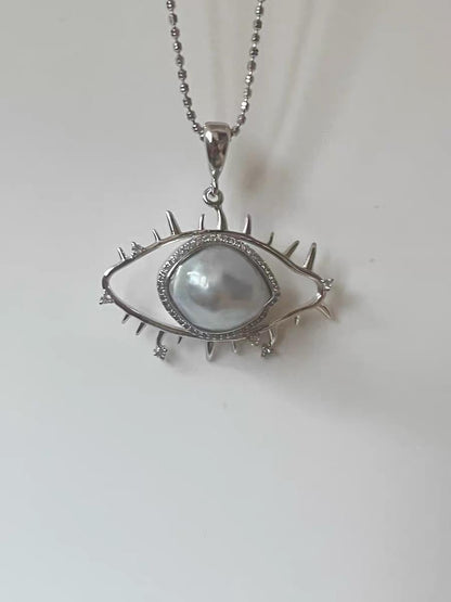 Australian South Sea Baroque Pearl Eye Pendant Necklace