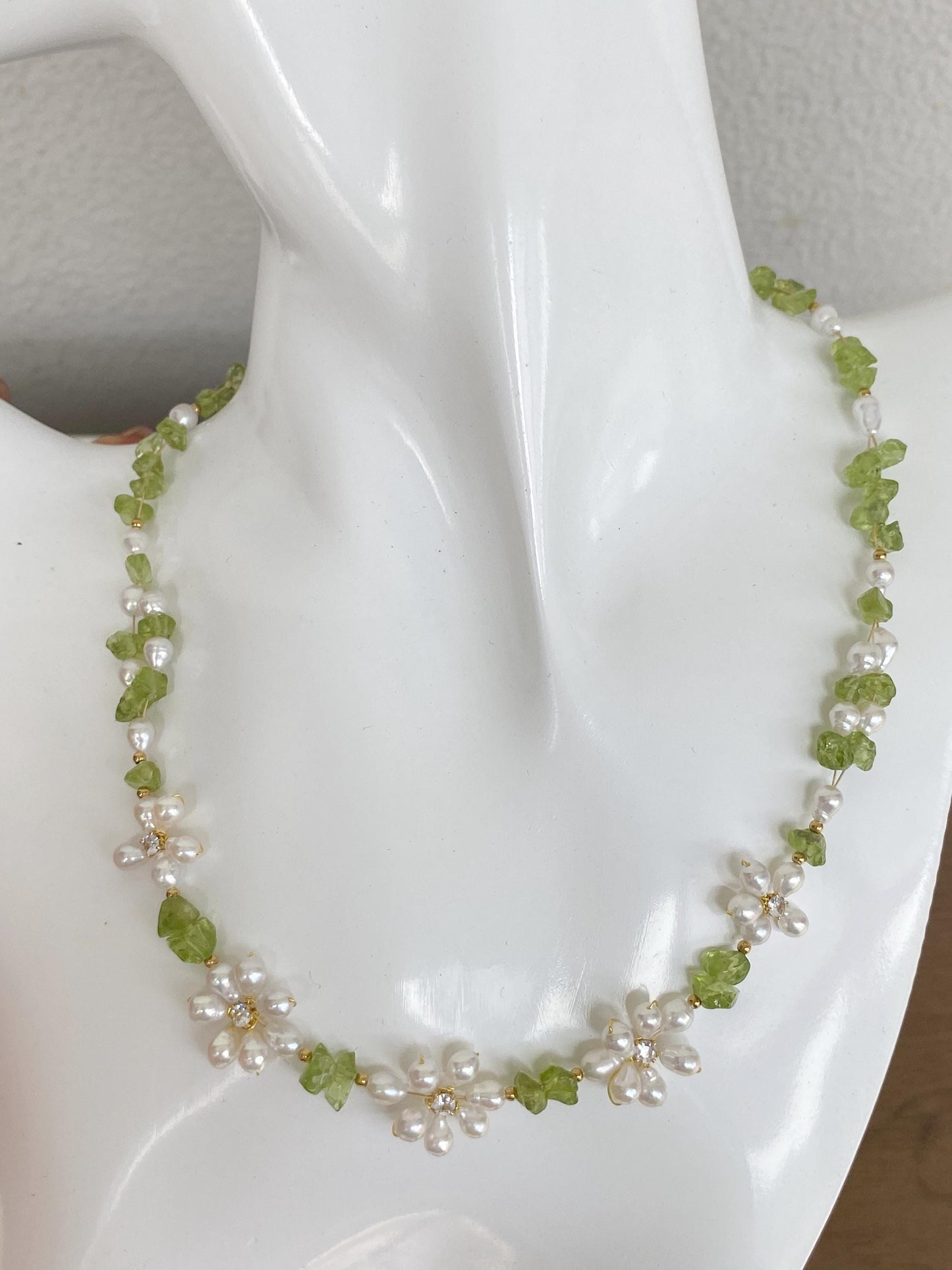Peridot & Pearl Daisy Jewelry Set