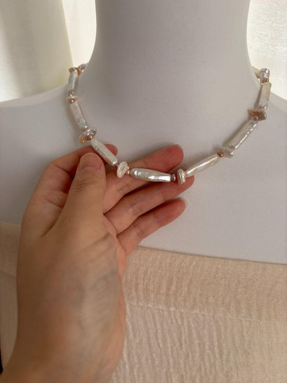 White Stick Pearl Choker Necklace