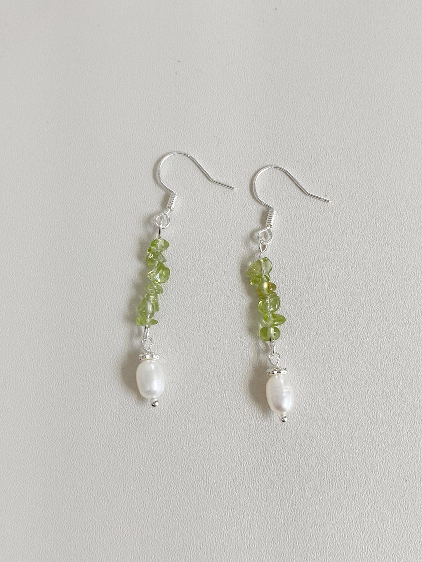 Peridot & Pearl Dangle Earrings