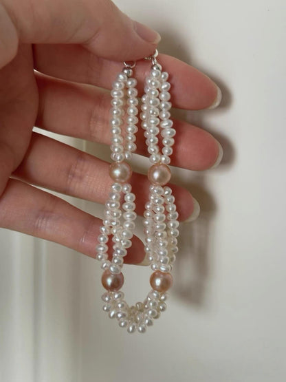 Triple Strand Multicolor Pearl Necklace