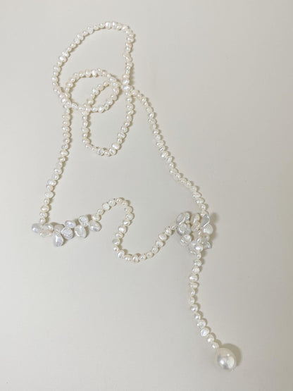 Convertible Pearl Lariat Wrap Necklace